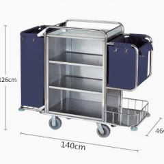 酒店布草车宾馆客房服务车不锈钢推车双边车清洁保洁车工作车